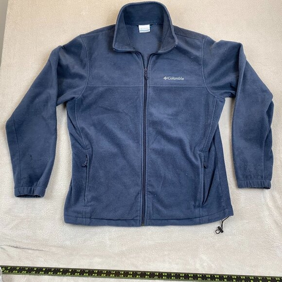 Columbia Men's Fleece Jacket Large Navy Blue Full-Zip Stand Collar Outdoors - Picture 12 of 13